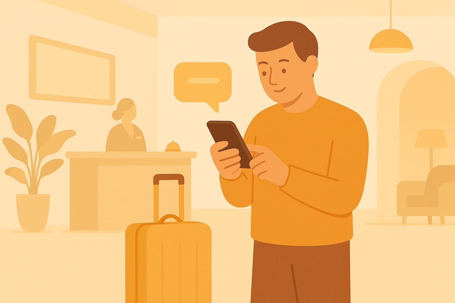 Otel misafiri telefonundan WhatsApp ile otele yazıyor